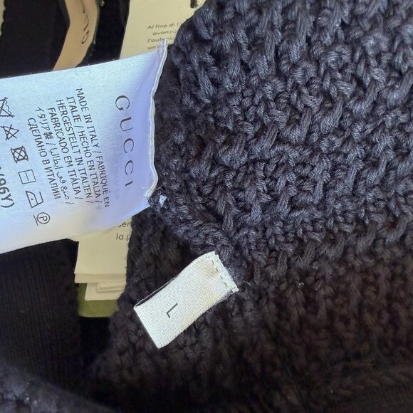 NWT GUCCI Crochet-Knit Sleeveless Crop Top Sz L Black 100% Authentic - Picture 9 of 10